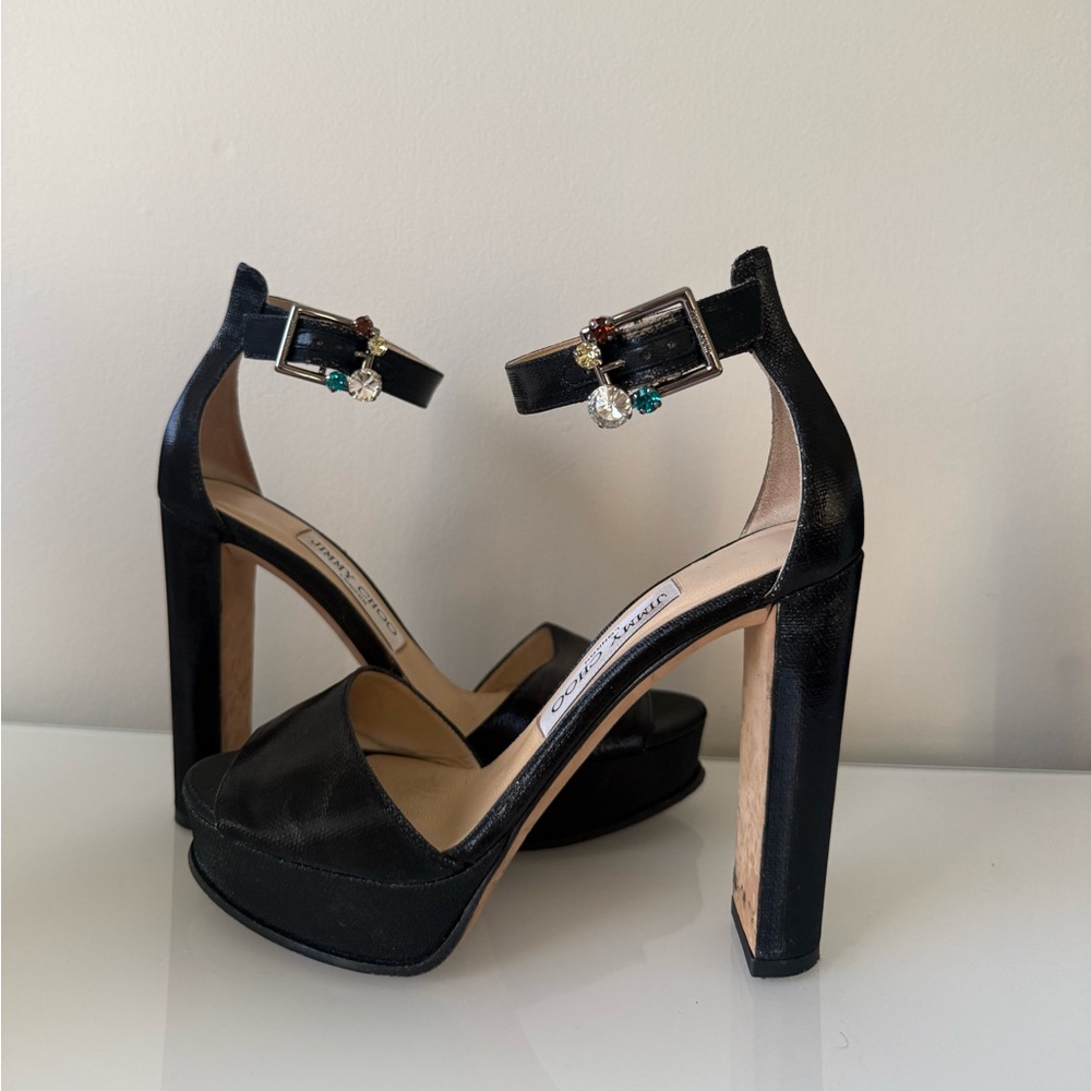 Jimmy Choo Platform Heels with jewel ankle strap